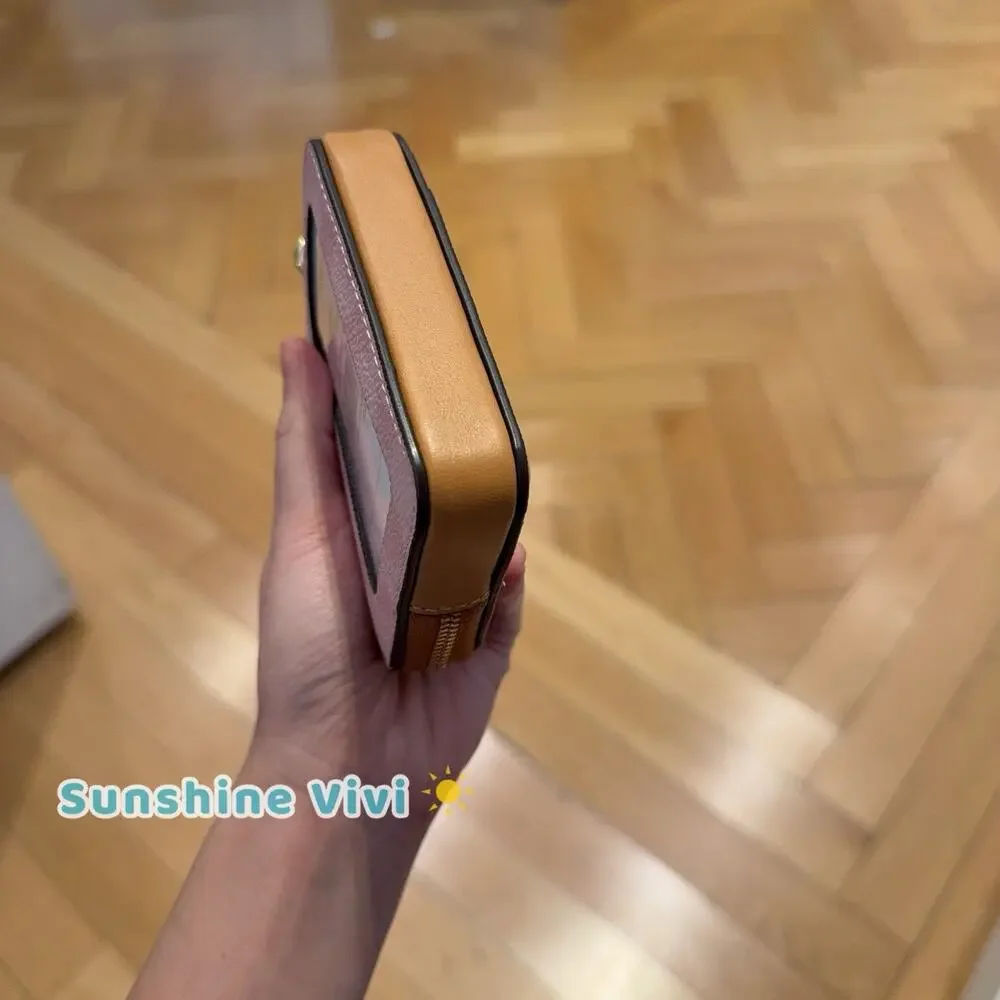 NWT Coach Zip Card Case In Signature Canvas With Charm Gold/Powder Pink CEC50 - Picture 4 of 7